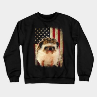 American USA Flag Hedgehog Love, Stylish Tee for Animal Admirers Crewneck Sweatshirt